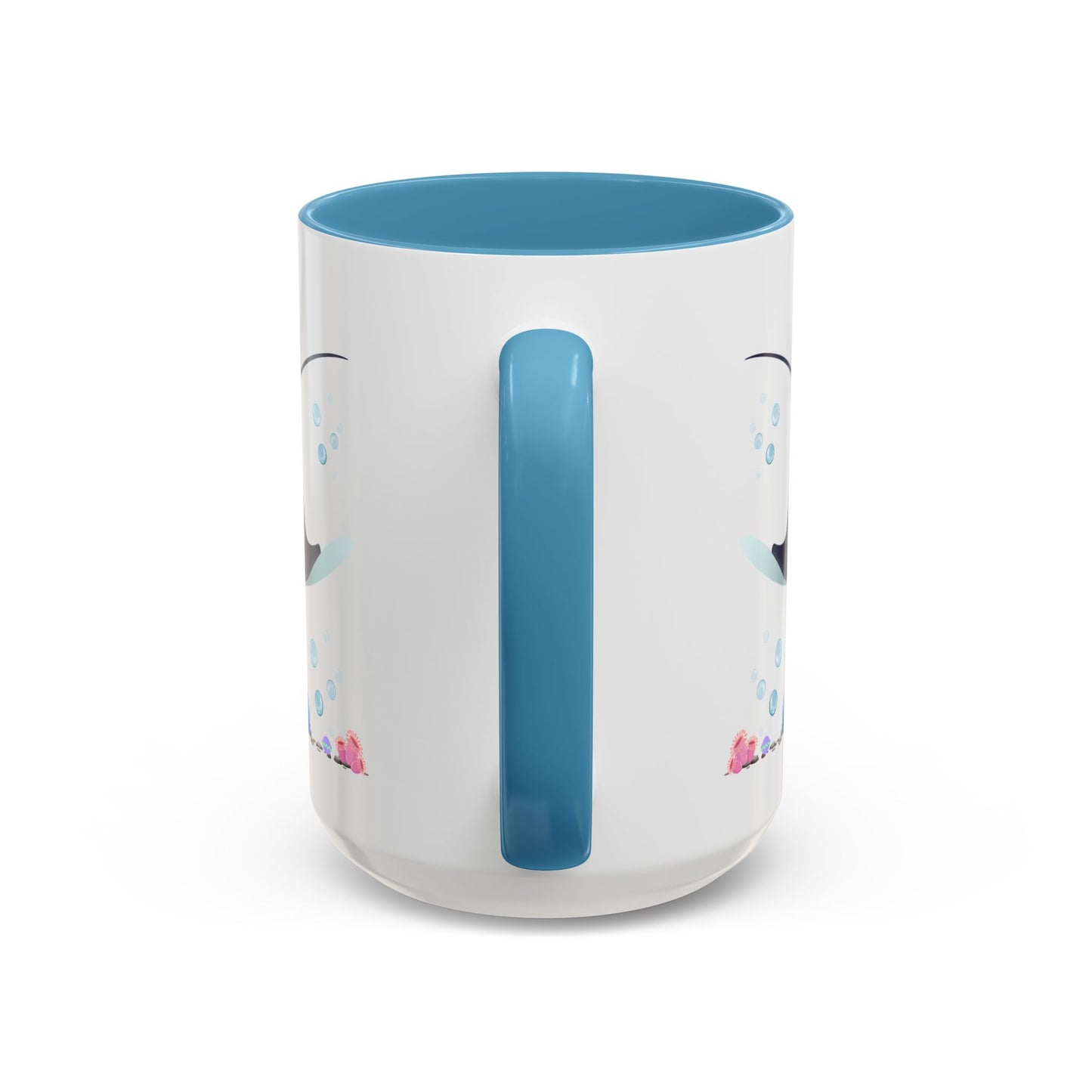 Manta ray with bubbles and coral reef Coffee Mug