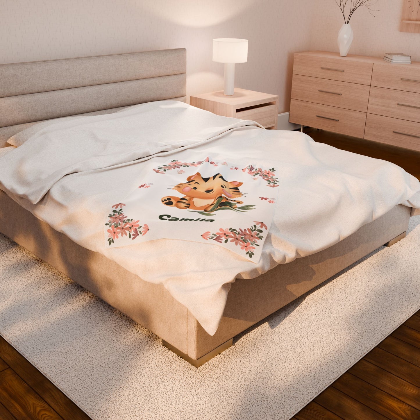 Velveteen Plush Blanket - Cute Tiger Design