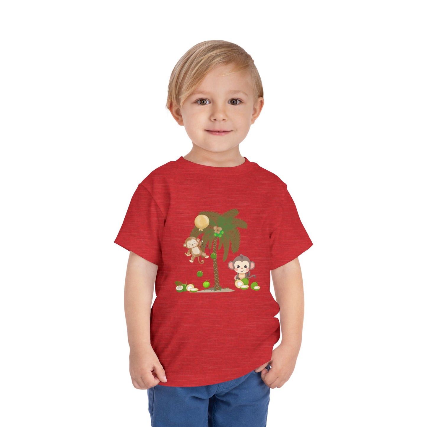 Cute Monkey Tropical Toddler Tee, Perfect for Summer Play, Birthday Gift, Beach Days, Jungle Themes, Toddler Clothing