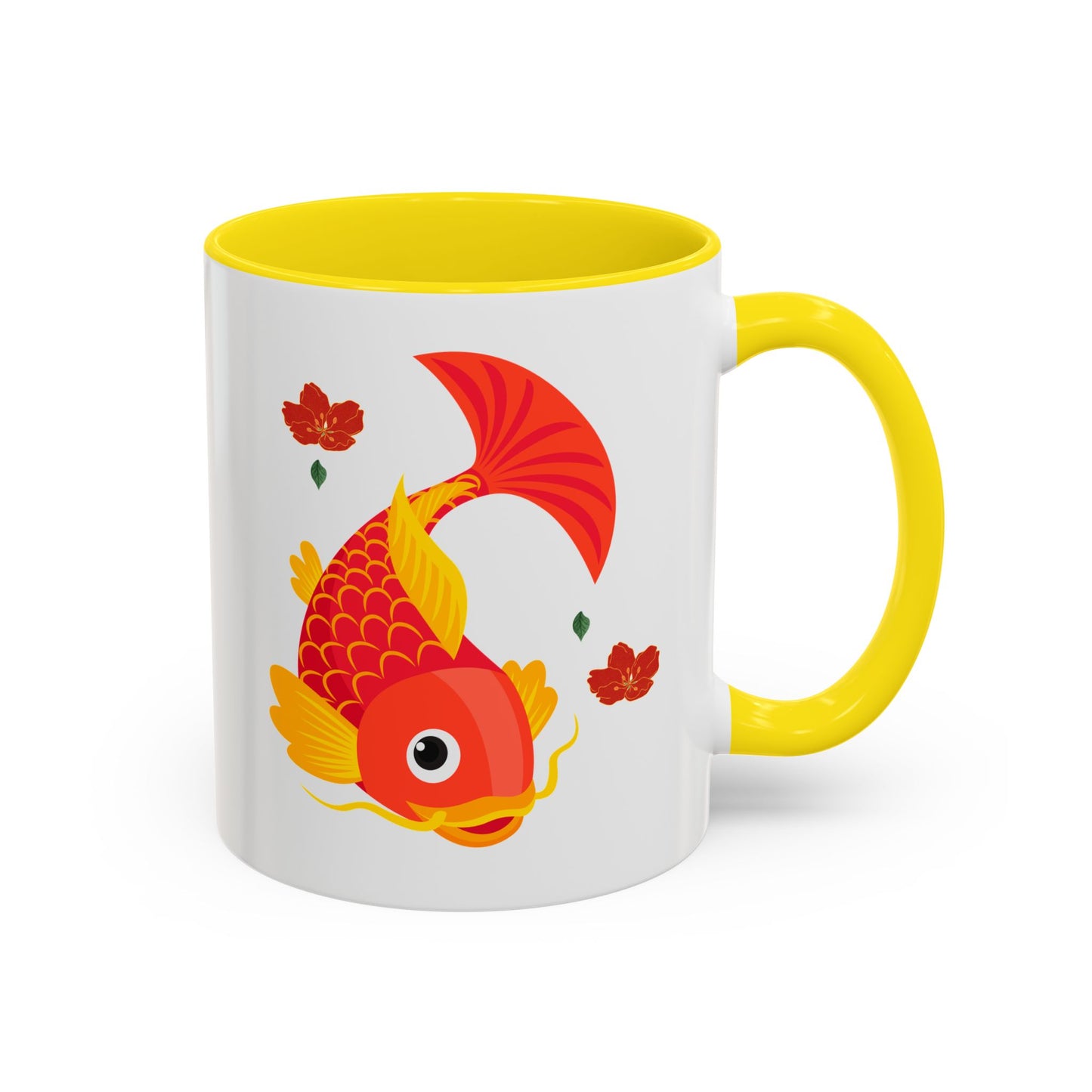 Goldfish with flowing fins and red blossoms Coffee Mug