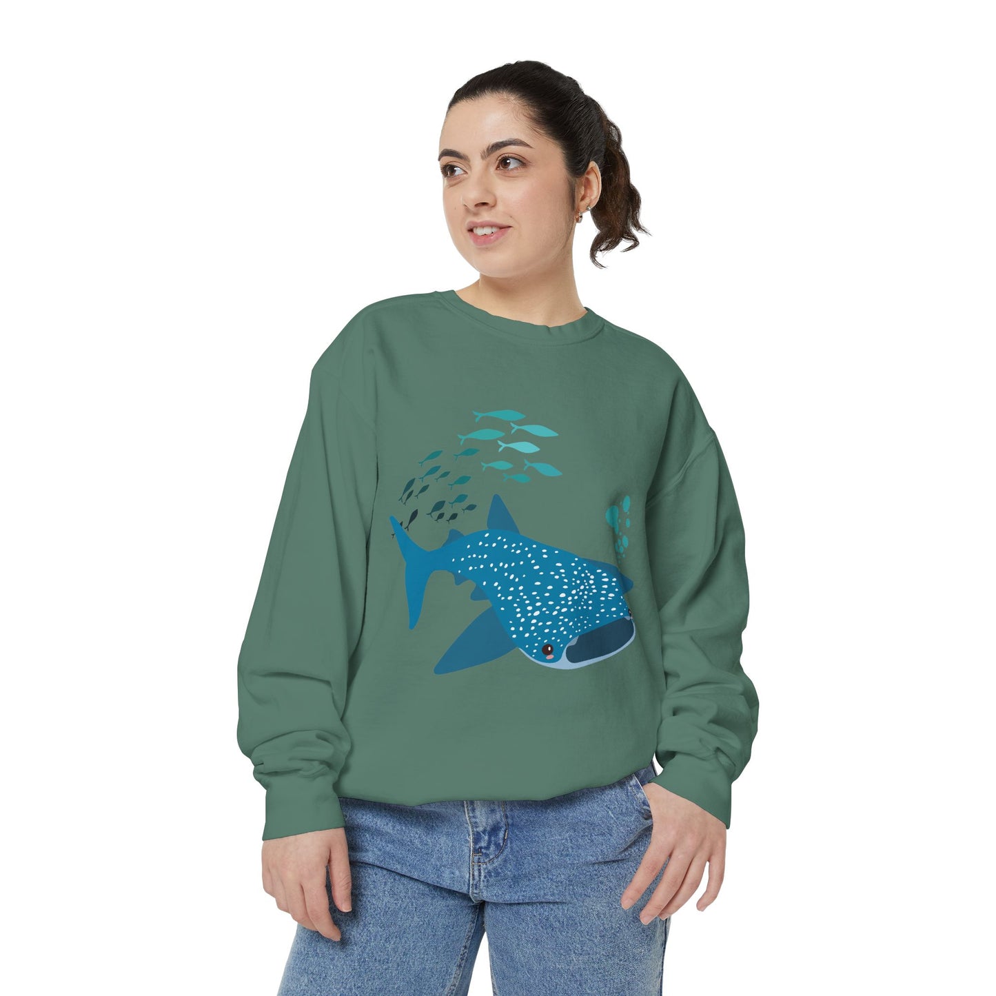 Whale Shark school of fish and buddles Unisex Garment-Dyed Sweatshirt