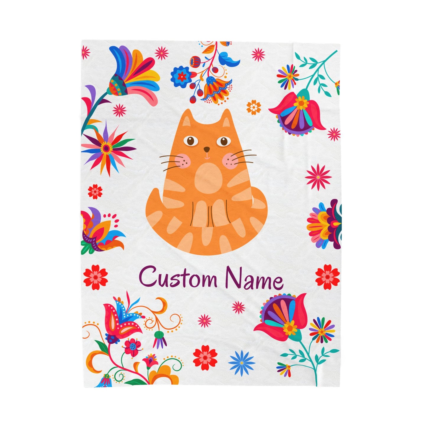 Custom Cat Velveteen Plush Blanket, Personalized Gift for Cat Lovers, Cozy Home Decor, Birthday, Holiday Blanket