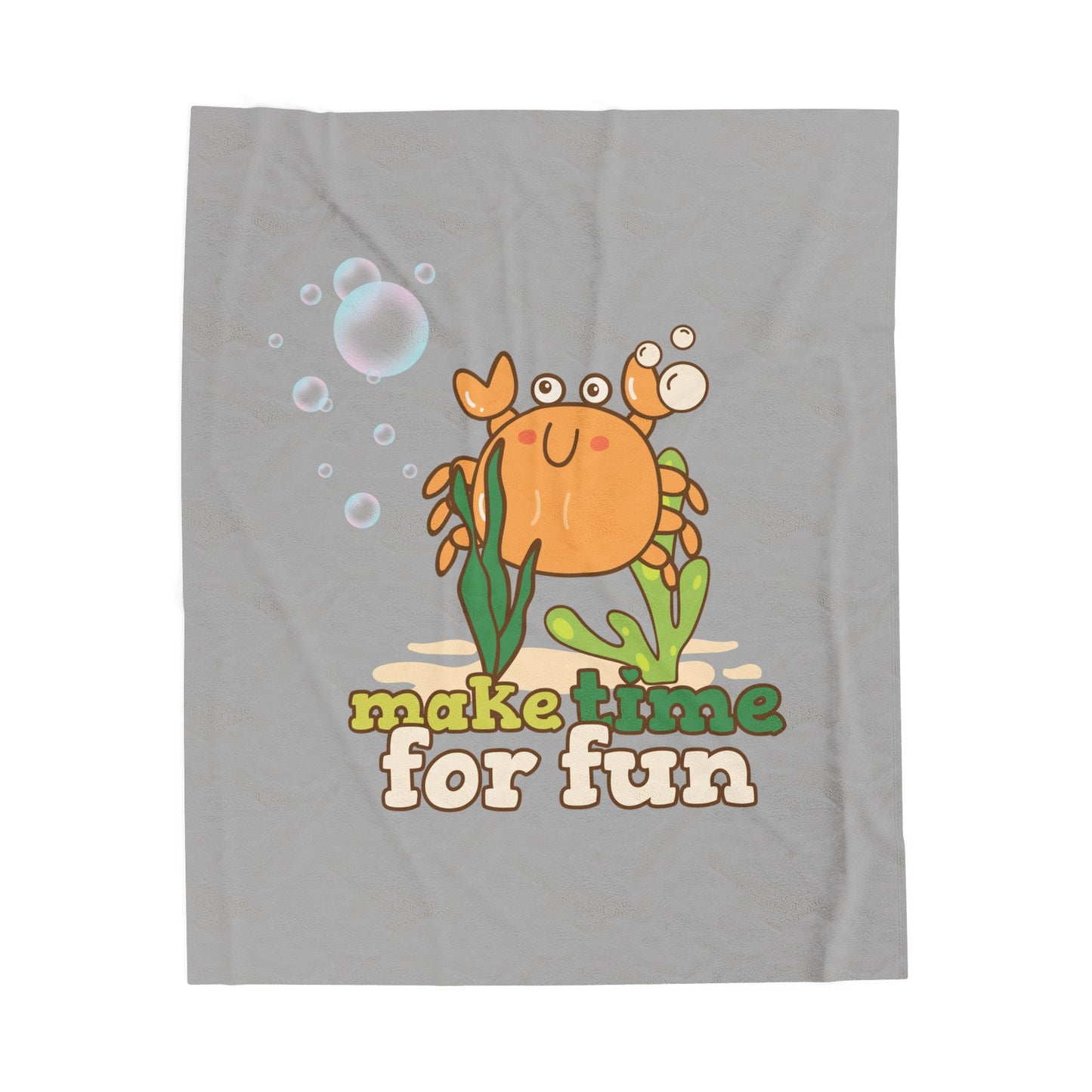 Cartoon crab lllusstration promoting joy and playfulness Velveteen Plush Blanket