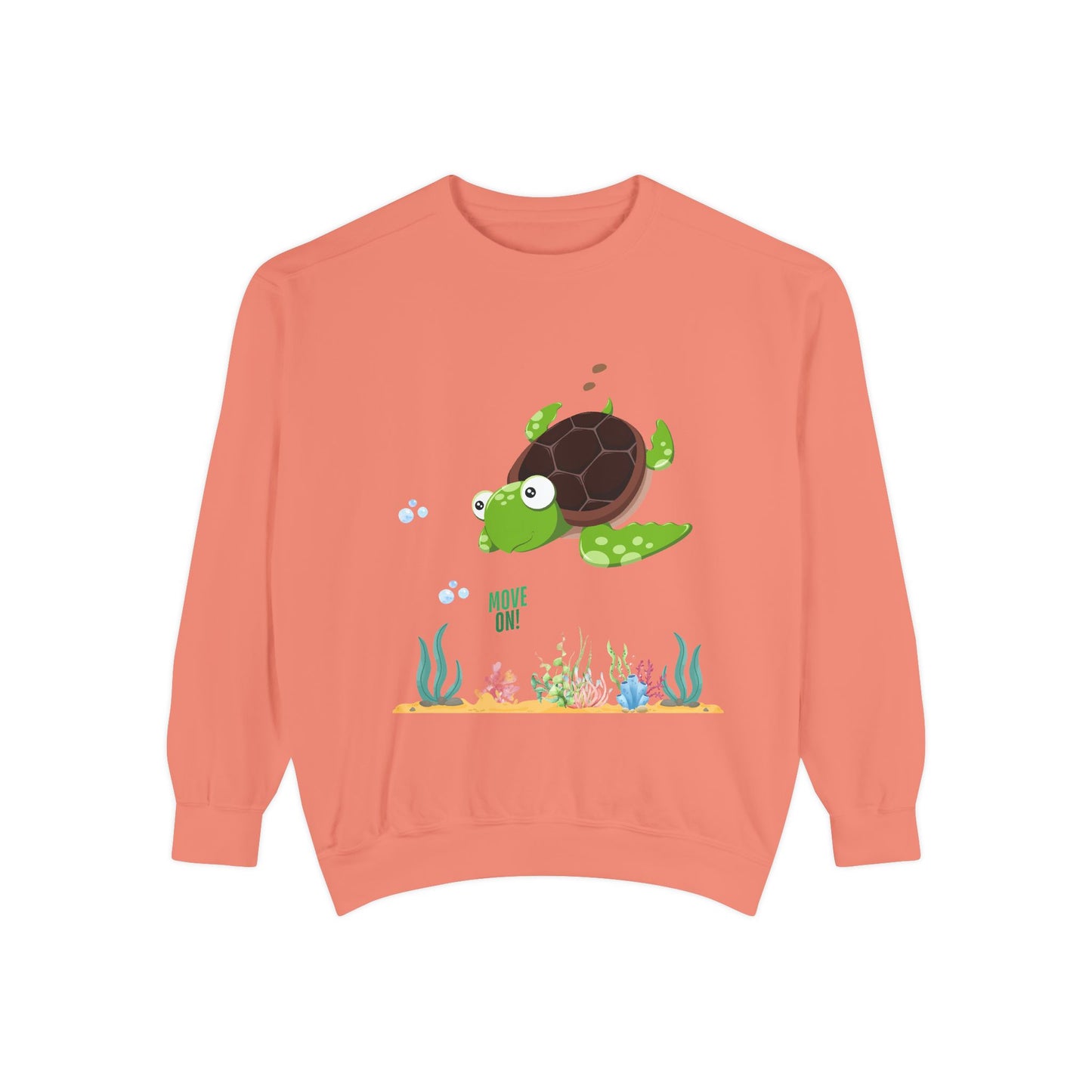 Turtle with seaweed and bubble Unisex Garment-Dyed Sweatshirt