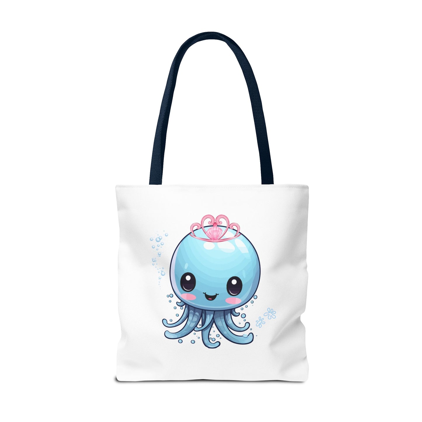 Blue jellyfish with a pink tiara Tote Bag