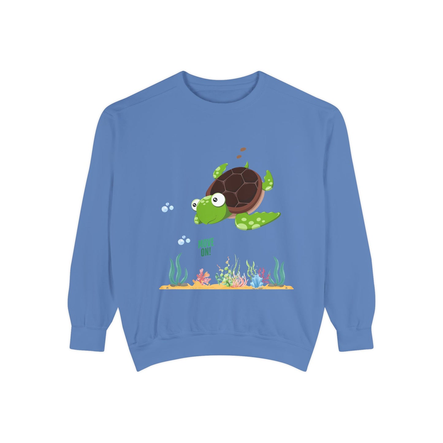Turtle with seaweed and bubble Unisex Garment-Dyed Sweatshirt