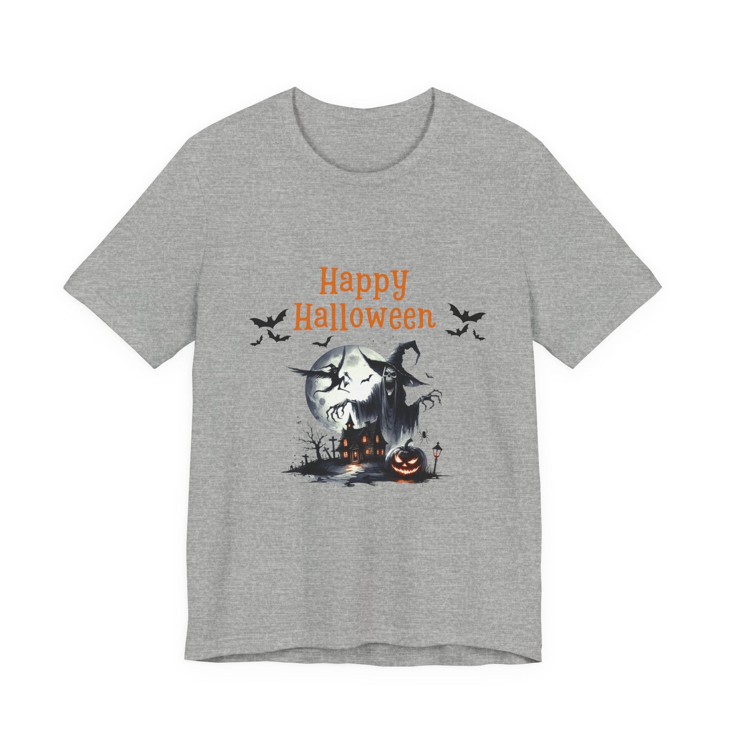 Happy Halloween Unisex Tee, Spooky T-Shirt, Halloween Gift, Fall Wardrobe Essential, Ghosts and Ghouls Vibe
