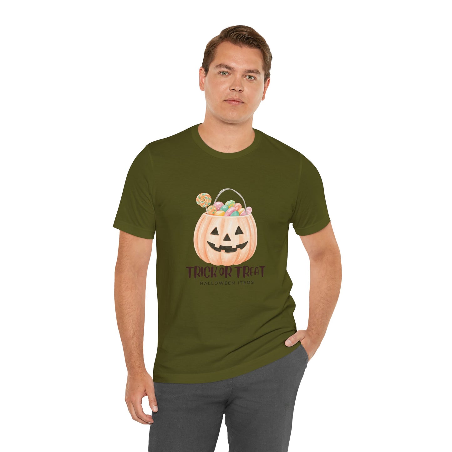Halloween Trick or Treat T-Shirt, Unisex Graphic Tee, Fall Wardrobe Addition, Perfect for Halloween Parties, Spooky Season Wear