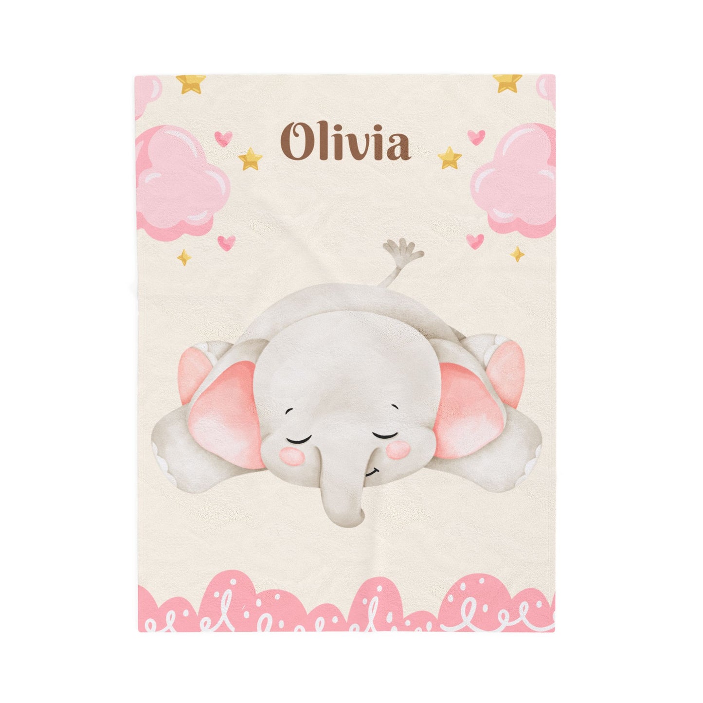 Personalized Baby Elephant Plush Blanket, Soft Nursery Throw, Gift for Newborn, Baby Shower, Child's Room Decor, Cozy Bedding