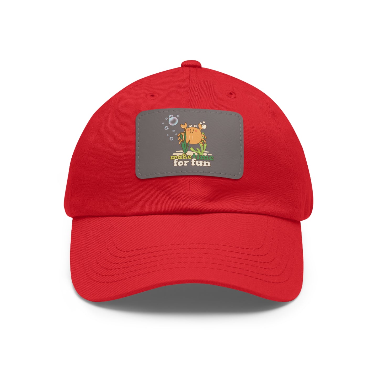 Cartoon crab lllusstration promoting joy and playfulness Dad Hat with Leather Patch (Rectangle)