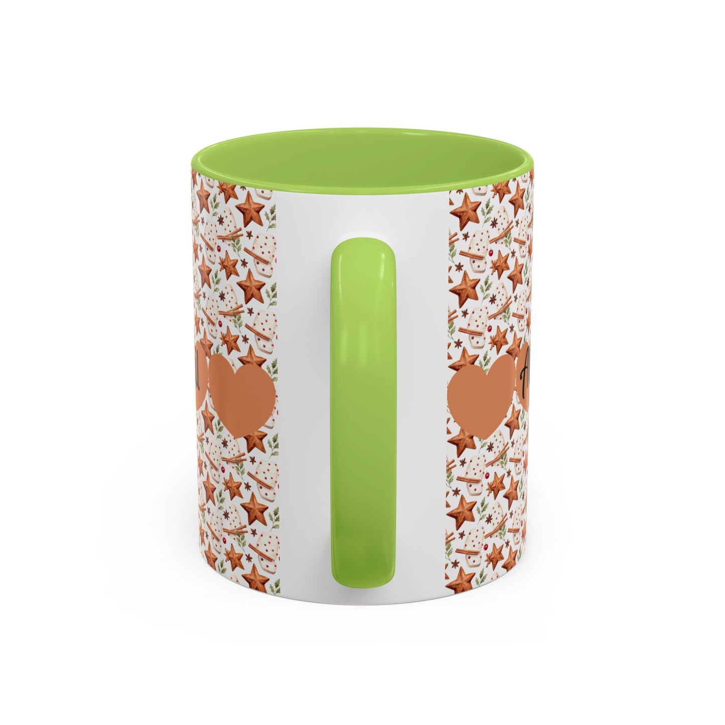 Personalized Accent Coffee Mug - Custom Gift, Floral Design, Heart Motif, Perfect for Birthdays, Anniversaries, Holidays