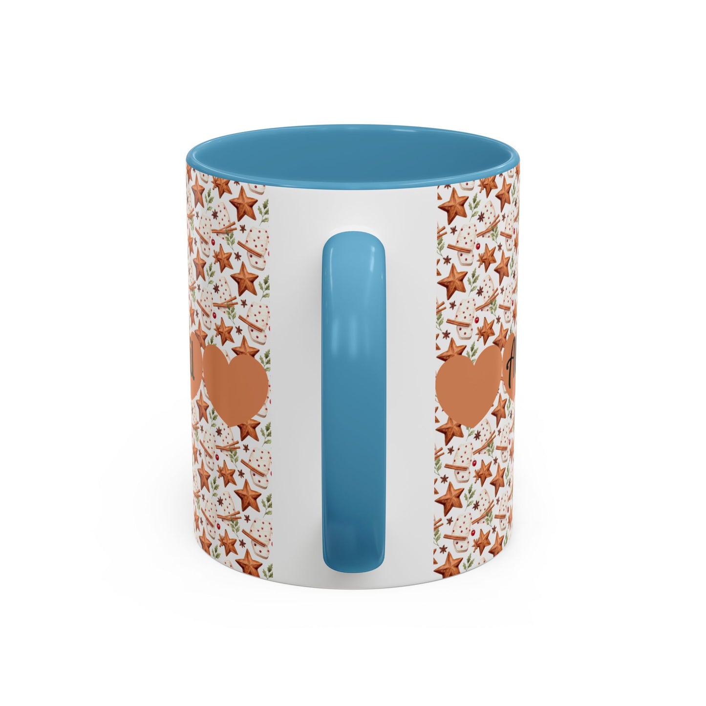 Personalized Accent Coffee Mug - Custom Gift, Floral Design, Heart Motif, Perfect for Birthdays, Anniversaries, Holidays