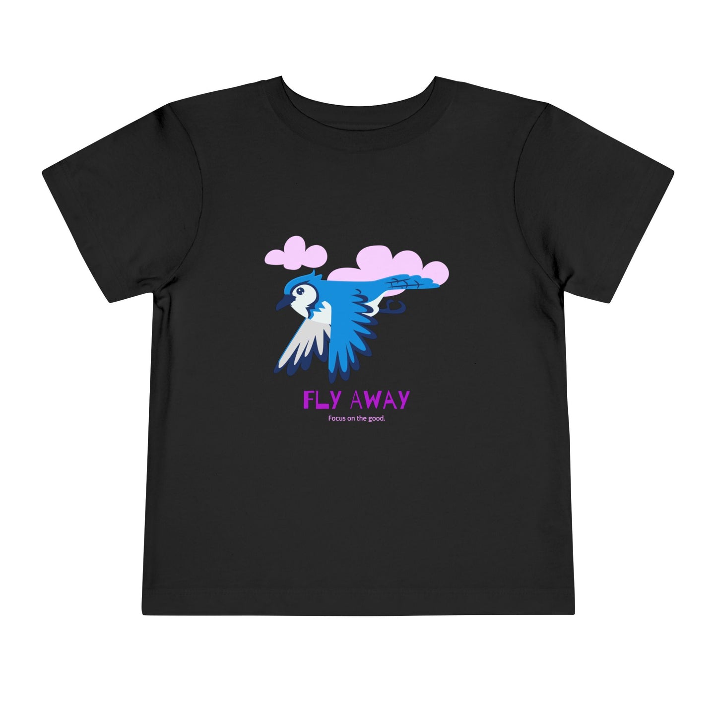 Toddler Short Sleeve Tee with ‘Fly Away’ Design, Cute Kids Shirt, Baby Gift, Playful Toddler Wear, Summer Outfit, Bird Graphic Tee