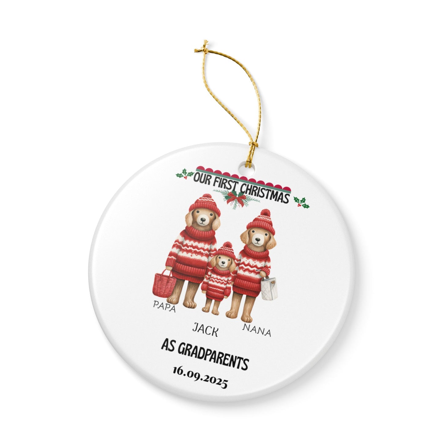 Personalized Christmas Ornament, Pet Family Decoration, 1st Christmas Gift, Custom Family Ornament, Holiday Decor