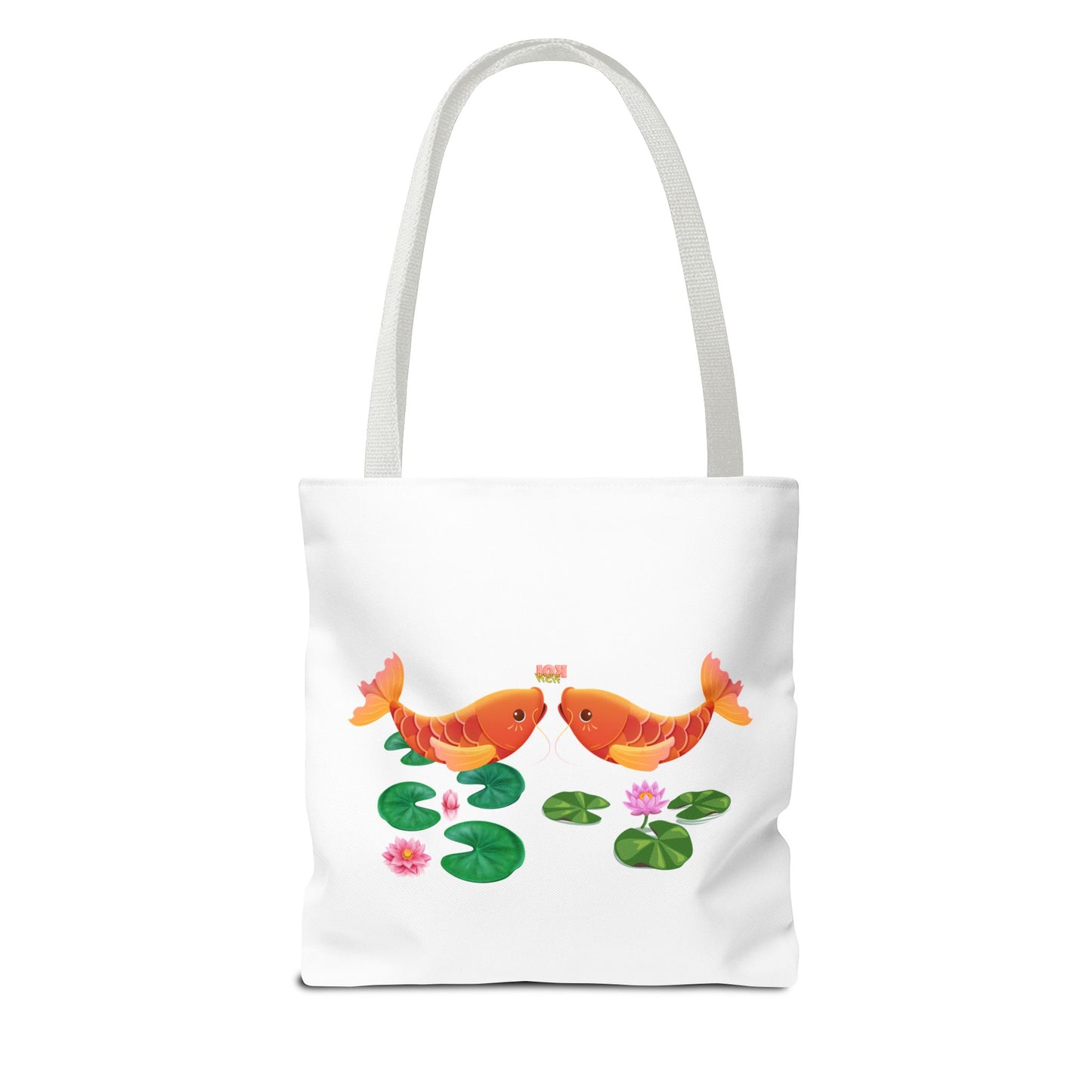 Golden koi fish with lotus flowers Tote Bag
