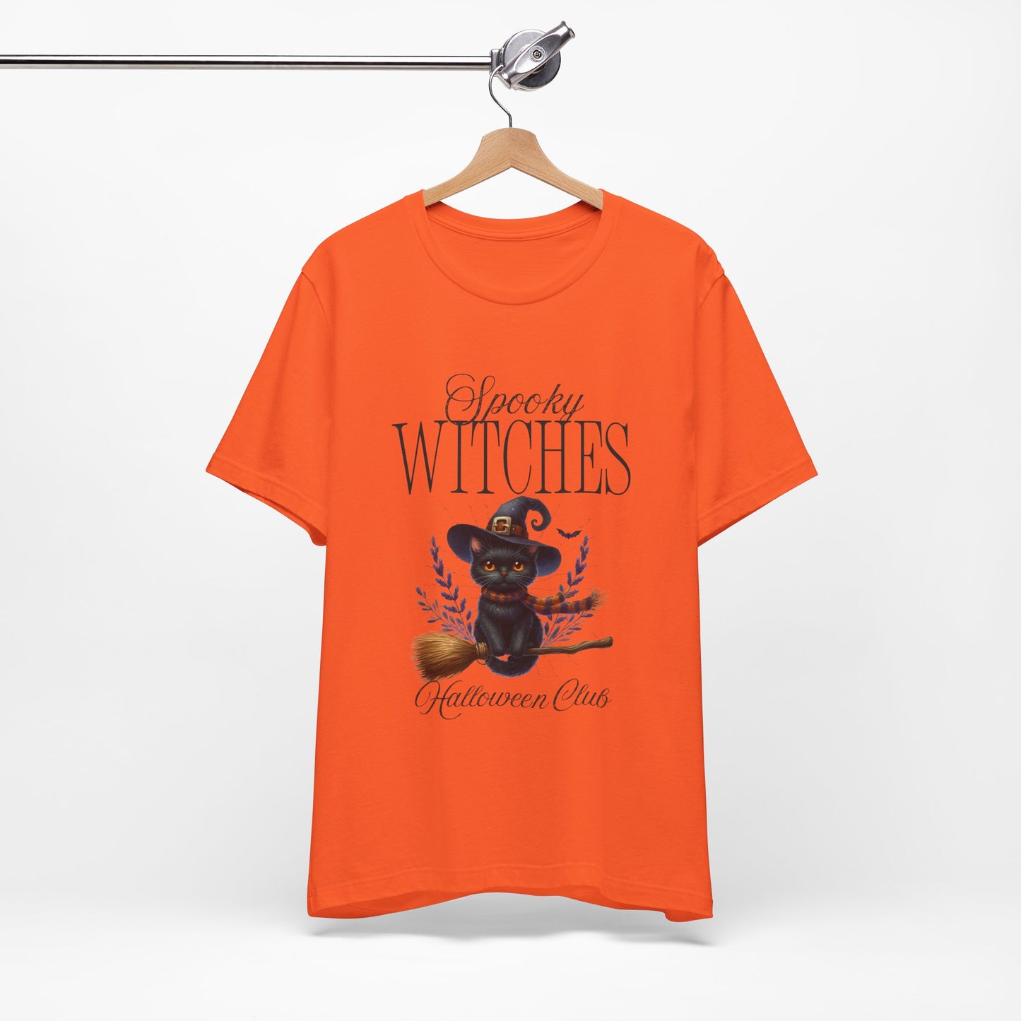 Spooky Witches Halloween Tee, Unisex Short Sleeve Shirt, Witch T-Shirt, Halloween Costume Top, Cat Lovers Gift, Fall Fashion