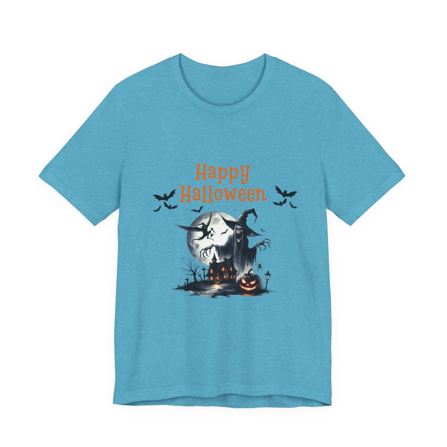 Happy Halloween Unisex Tee, Spooky T-Shirt, Halloween Gift, Fall Wardrobe Essential, Ghosts and Ghouls Vibe