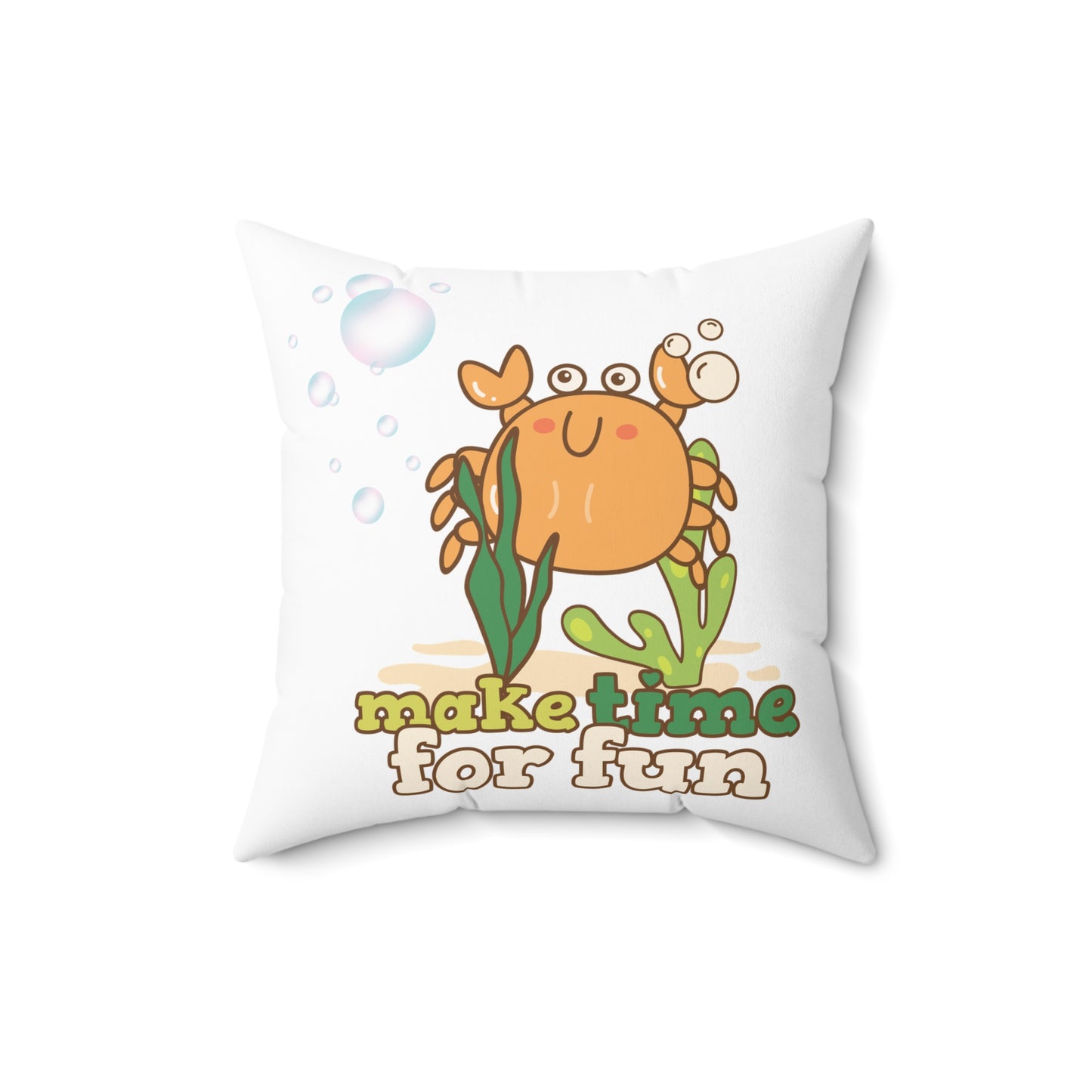 Cartoon crab lllusstration promoting joy and playfulness Spun Polyester Square Pillow