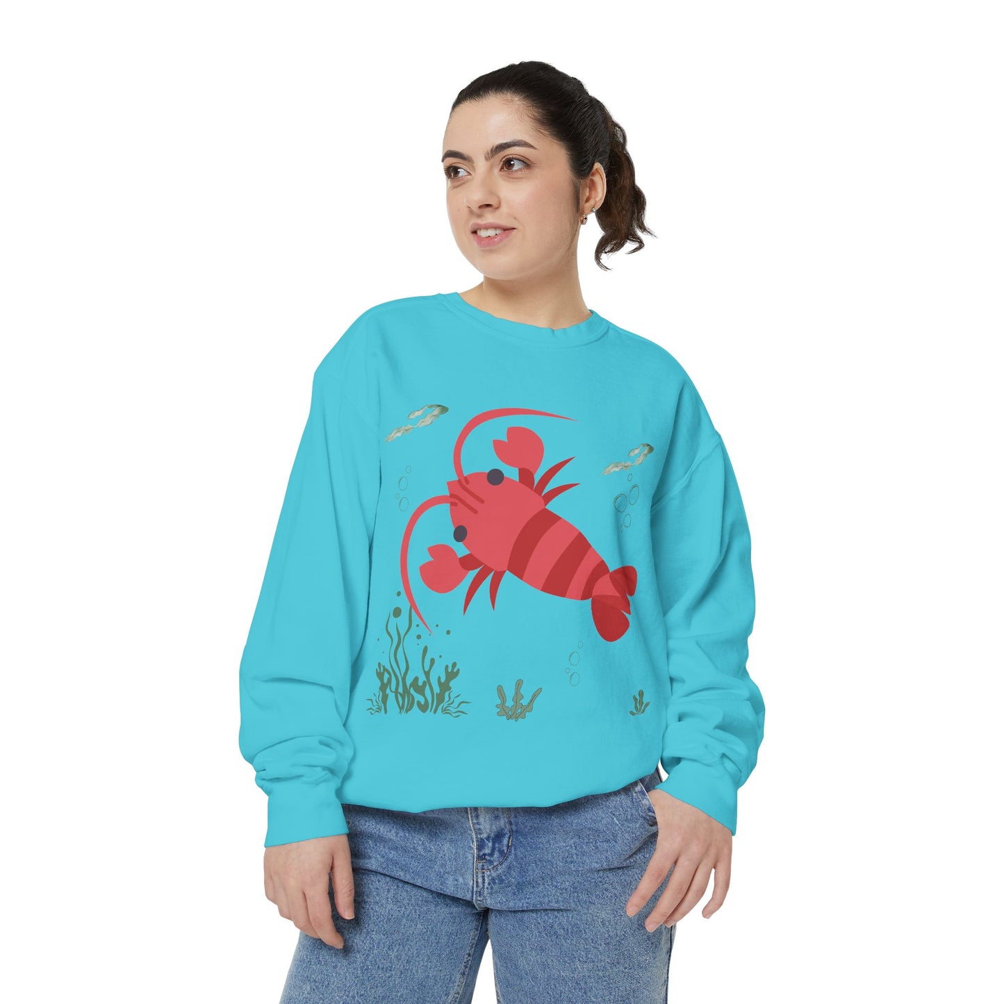 Red crayfish in an aquatic environment Unisex Garment-Dyed Sweatshirt