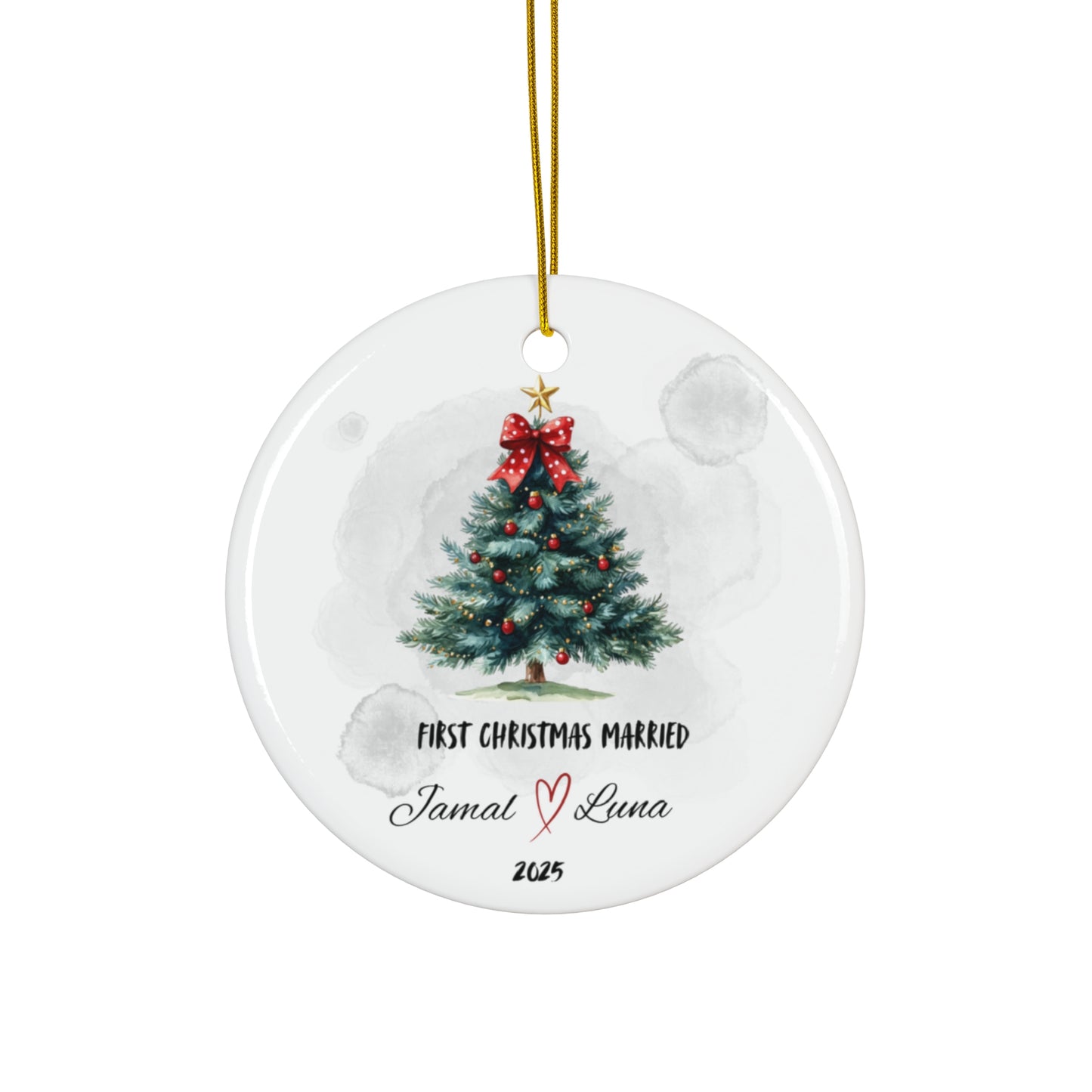 Personalized Christmas Ornament, First Christmas Married, Holiday Decor, Wedding Gift, Family Keepsake, Custom Tree Ornament