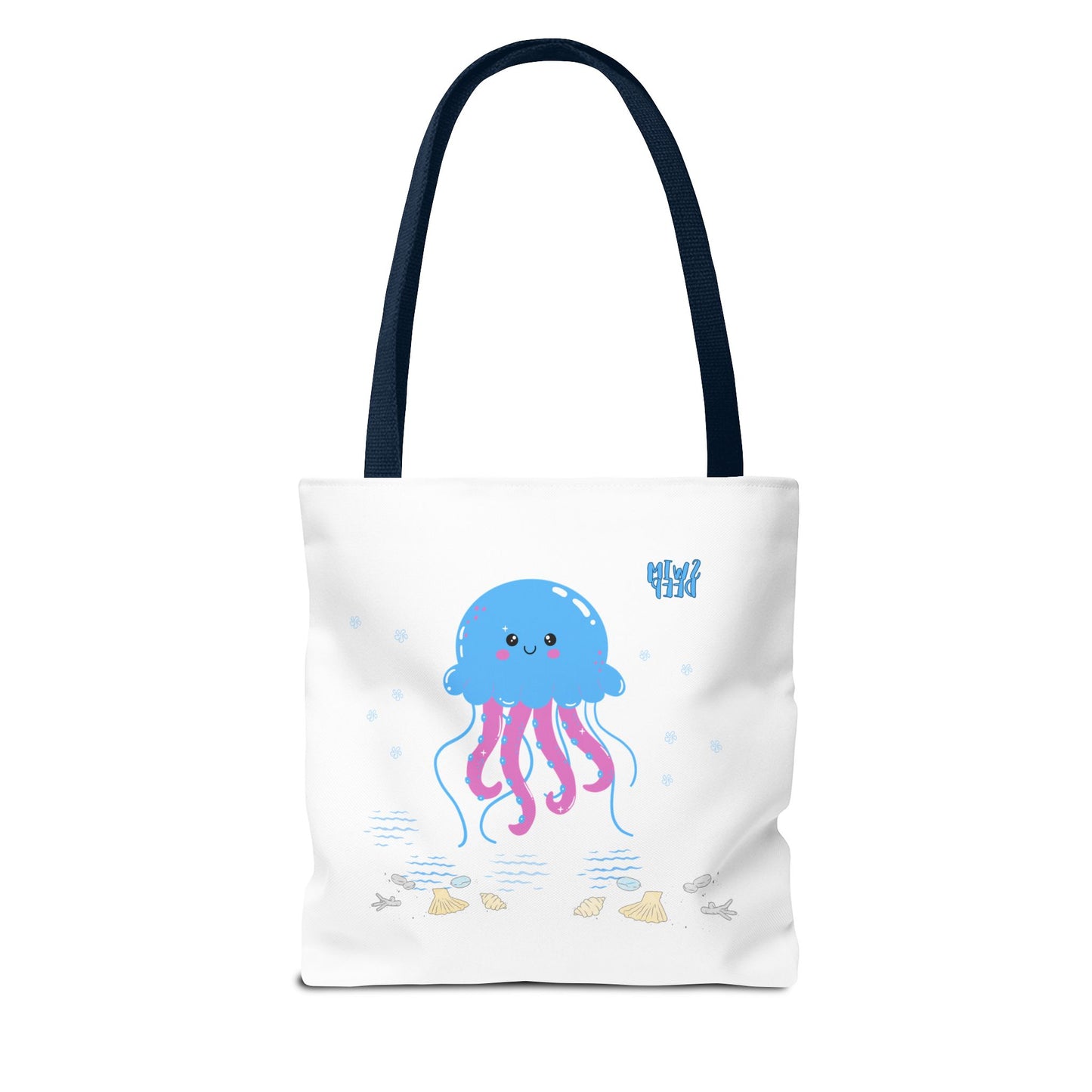 Blue jellyfish with pink tentacles Tote Bag
