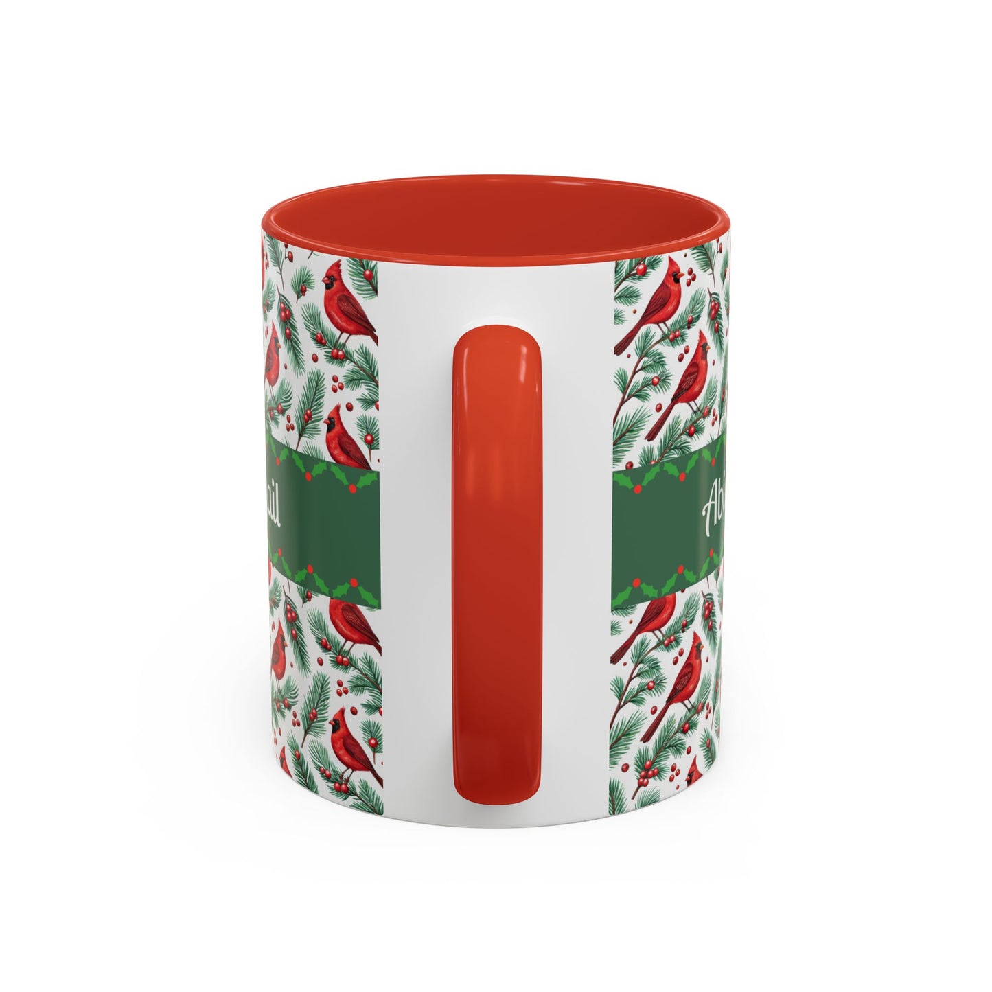 Personalized Holiday Coffee Mug, Festive Cardinal Mug, Custom Name Mug, Christmas Gift, Winter Decor, Drinkware