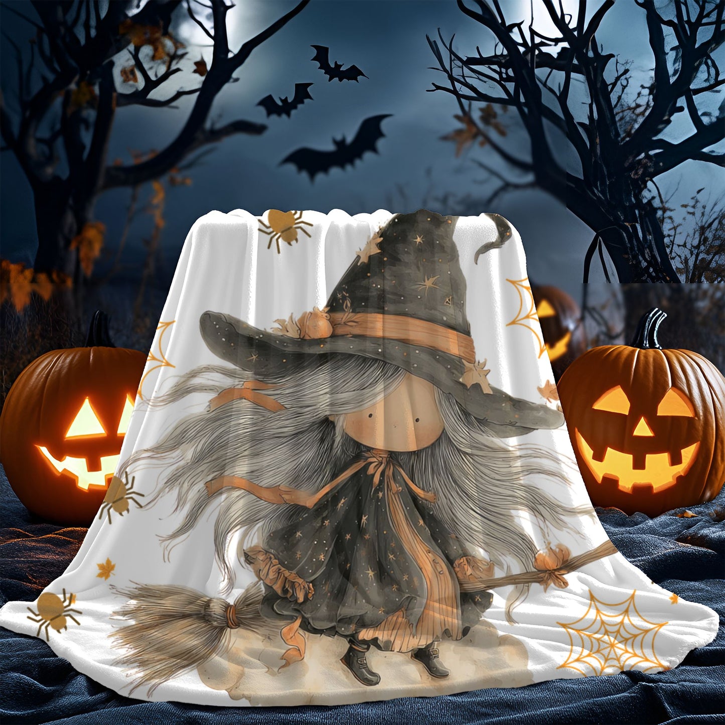 Cozy Witchy Velveteen Plush Blanket | Fall Decor, Halloween Gift, Soft Throw, Decorative Blanket, Warm Blanket