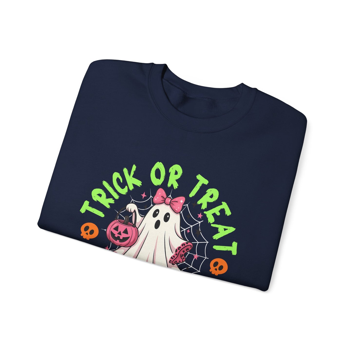 Halloween Crewneck Sweatshirt, Trick or Treat Sweatshirt, Cute Ghost Sweatshirt, Fall Fashion, Halloween Costume