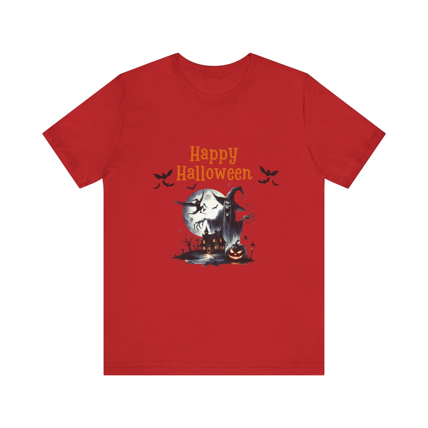 Happy Halloween Unisex Tee, Spooky T-Shirt, Halloween Gift, Fall Wardrobe Essential, Ghosts and Ghouls Vibe