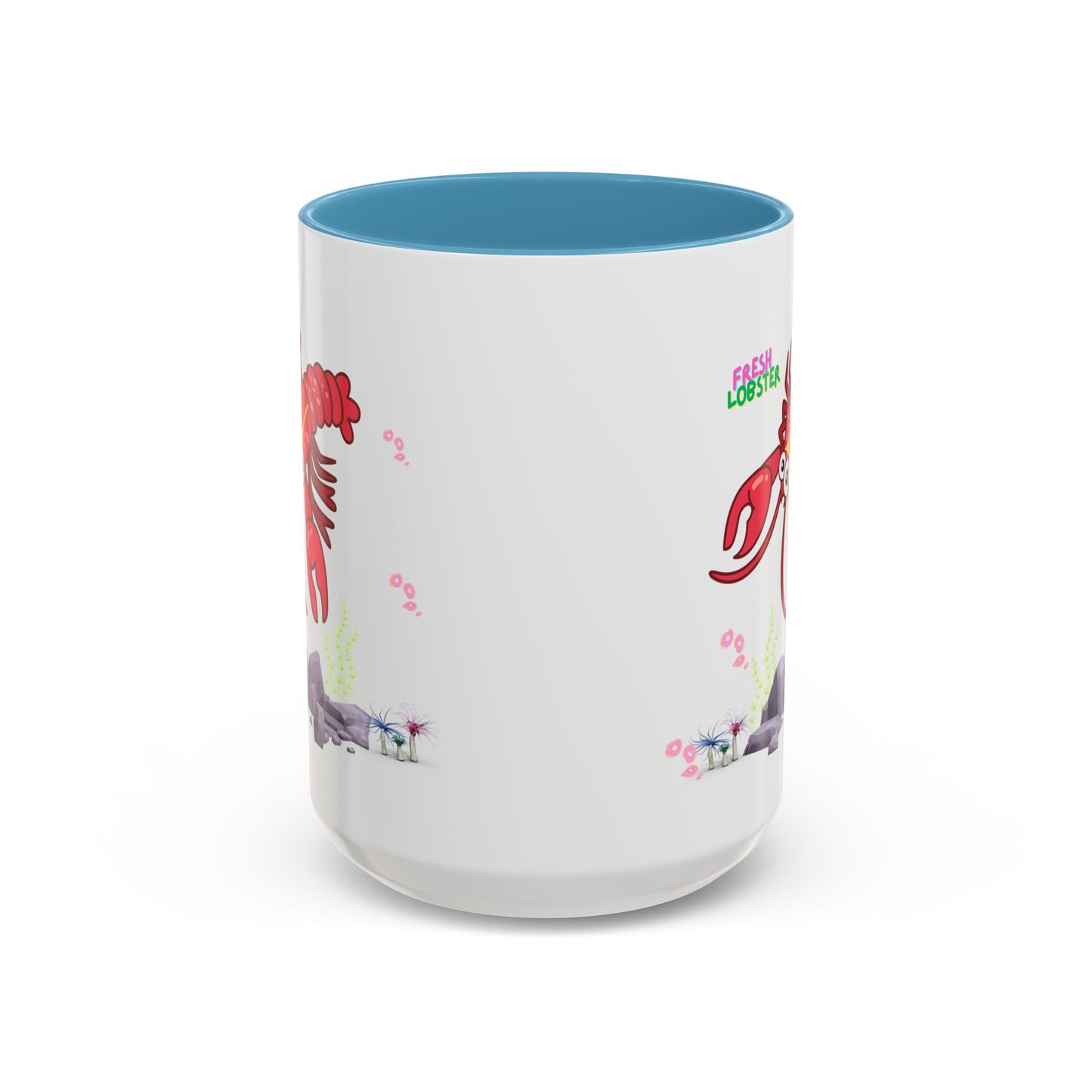 Friendly red lobster big eyes and yellow strip Coffee Mug