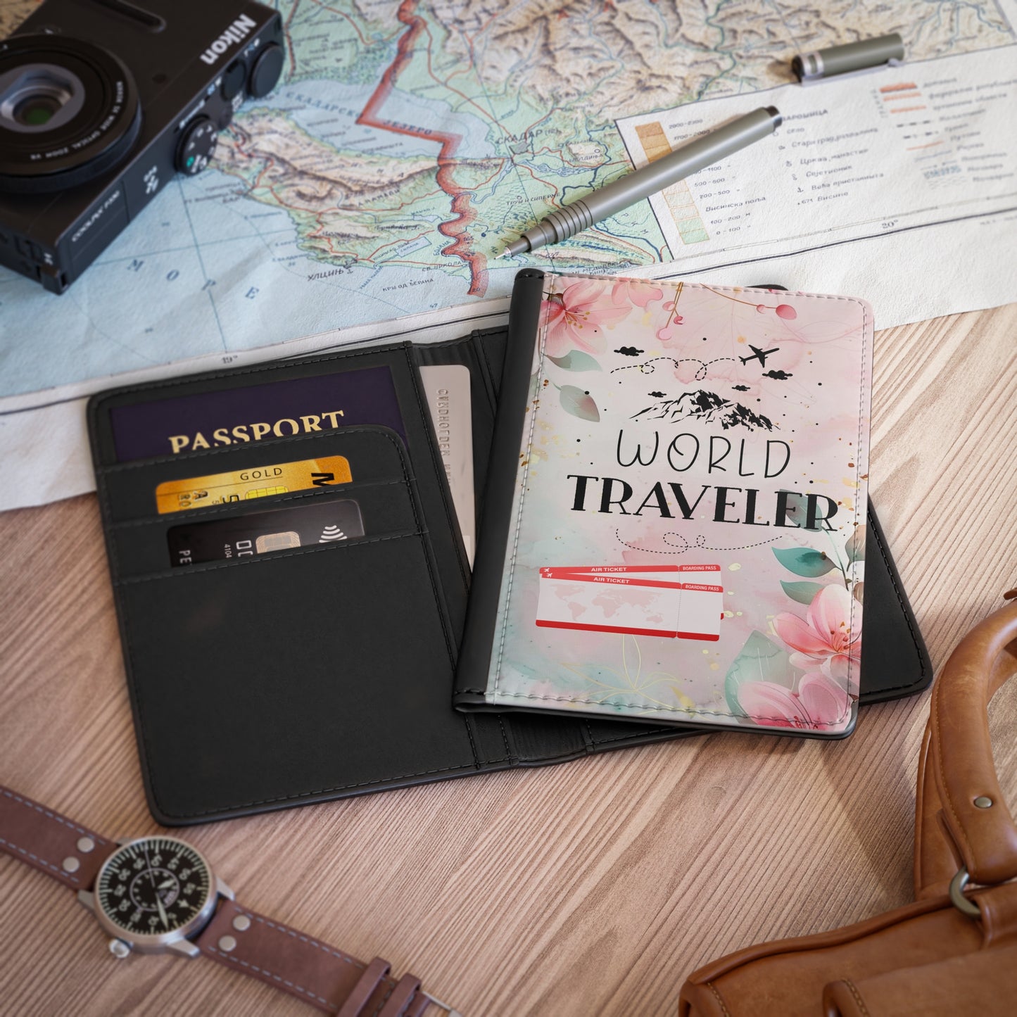 World Traveler Passport Cover — Floral Travel Passport Holder
