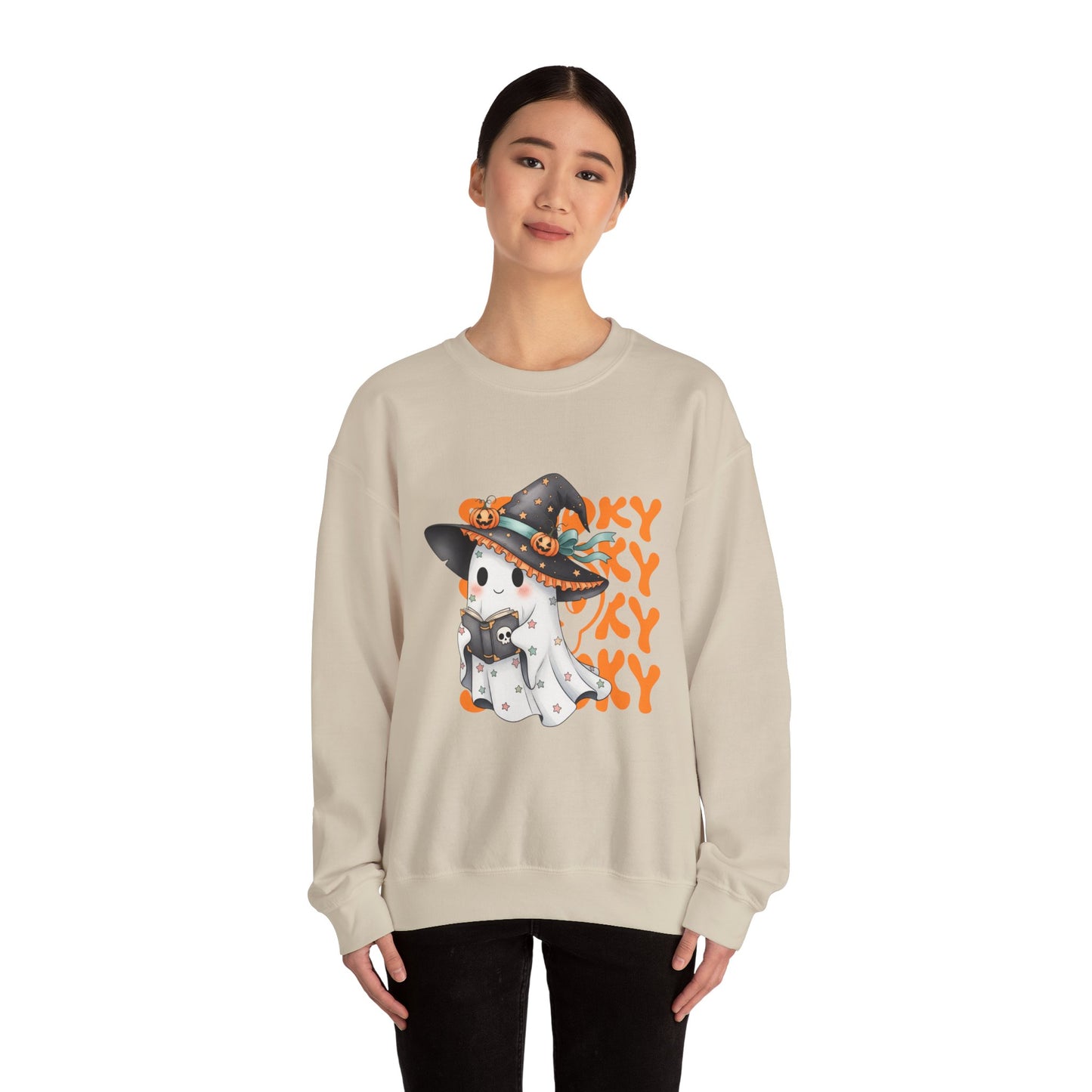 Halloween Ghost Sweatshirt, Cozy Sweatshirt, Fall Fashion, Unisex Crewneck, Spooky Season Apparel, Halloween Gift