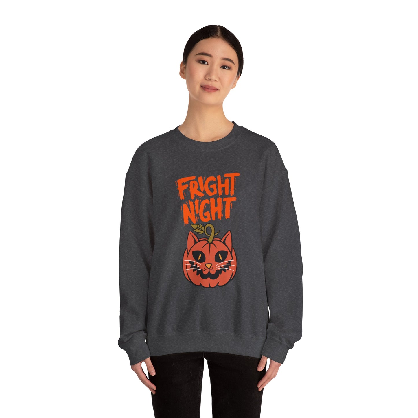 Halloween Cat Sweatshirt, Cozy Fall Apparel, Unisex Crewneck, Fright Night Design, Halloween Gift, Autumn Fashion