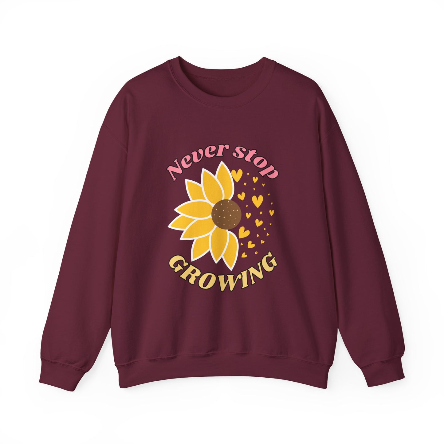 Blooming Inspiration Crewneck Sweatshirt, Never Stop Growing Sweatshirt, Motivational Gift, Spring Fashion, Cozy Layering Piece