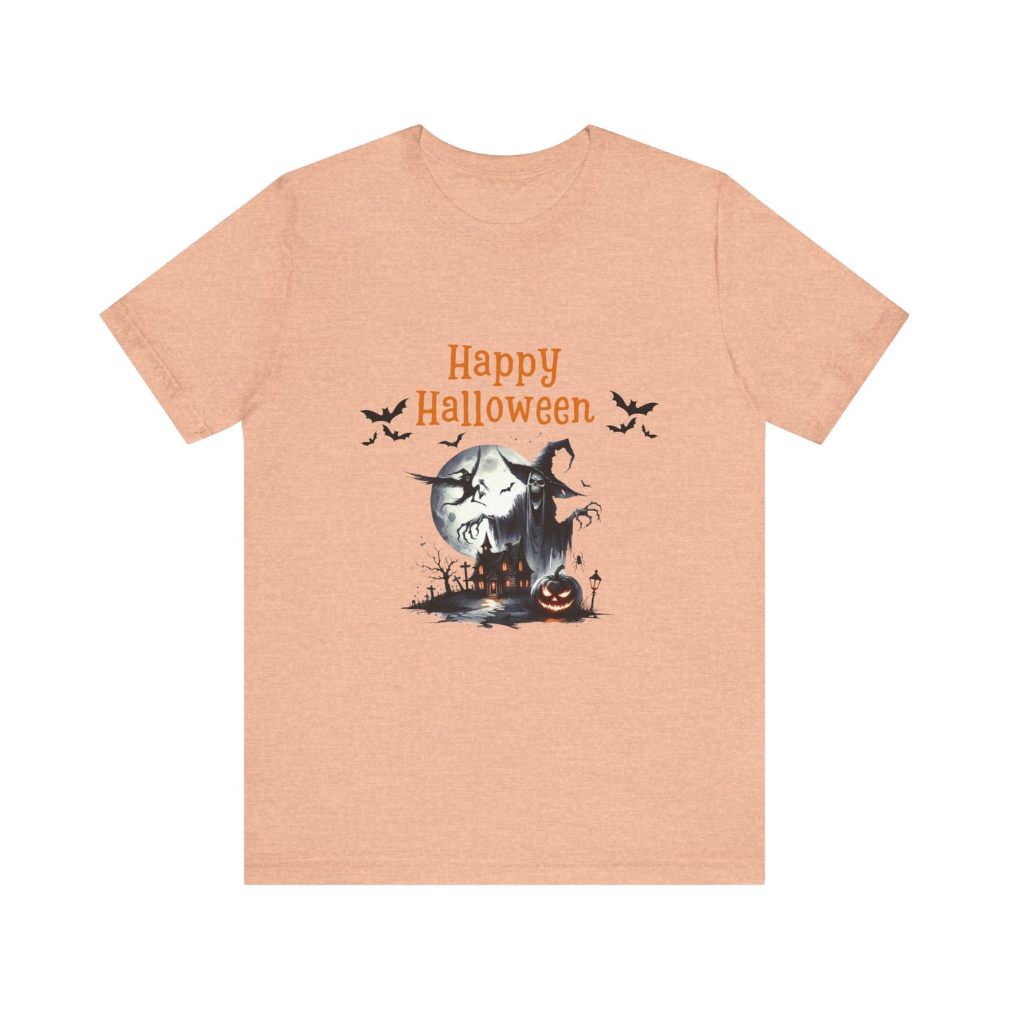 Happy Halloween Unisex Tee, Spooky T-Shirt, Halloween Gift, Fall Wardrobe Essential, Ghosts and Ghouls Vibe