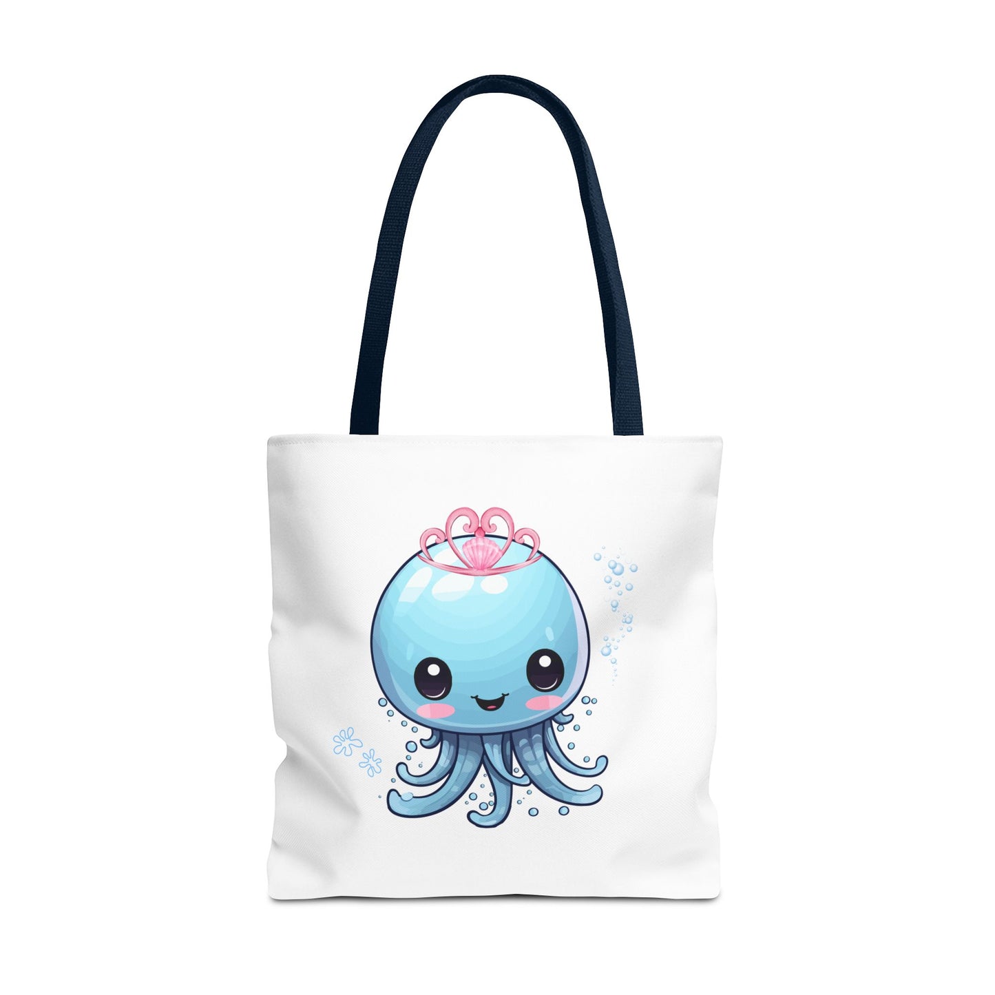Blue jellyfish with a pink tiara Tote Bag
