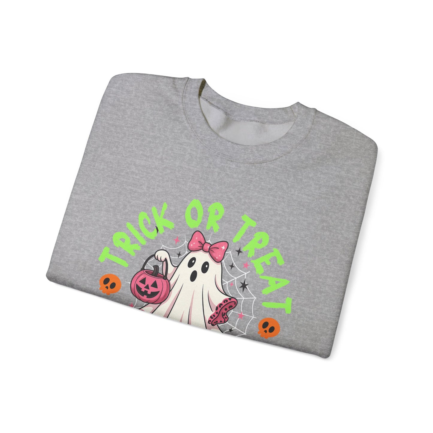 Halloween Crewneck Sweatshirt, Trick or Treat Sweatshirt, Cute Ghost Sweatshirt, Fall Fashion, Halloween Costume