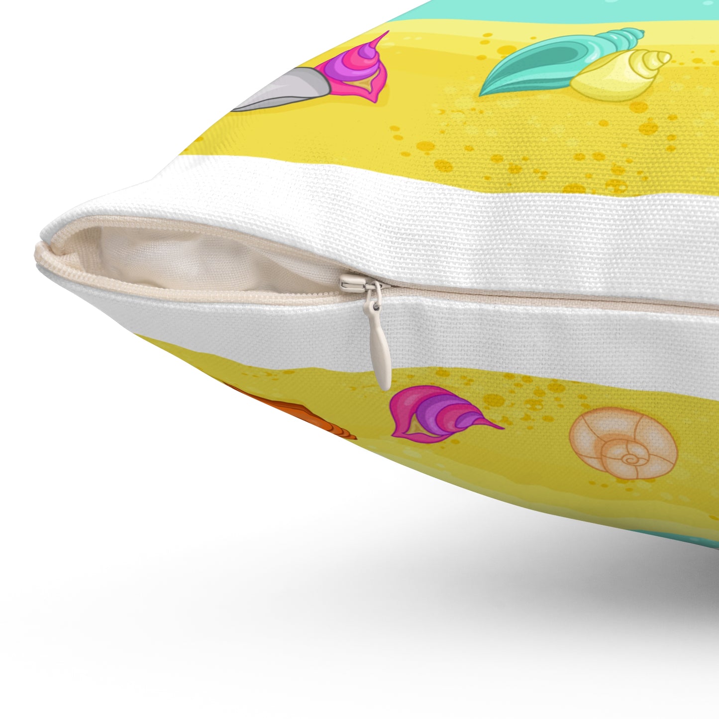 Octopus on a beach scene with tropical Spun Polyester Square Pillow