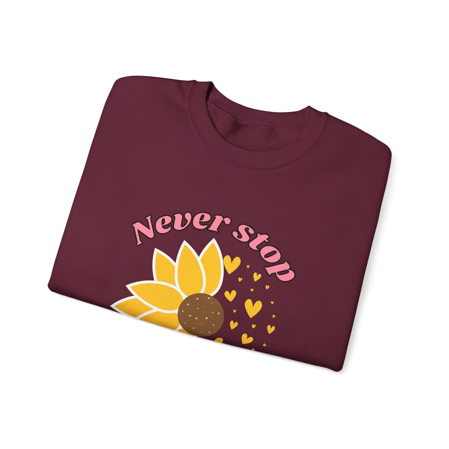 Blooming Inspiration Crewneck Sweatshirt, Never Stop Growing Sweatshirt, Motivational Gift, Spring Fashion, Cozy Layering Piece