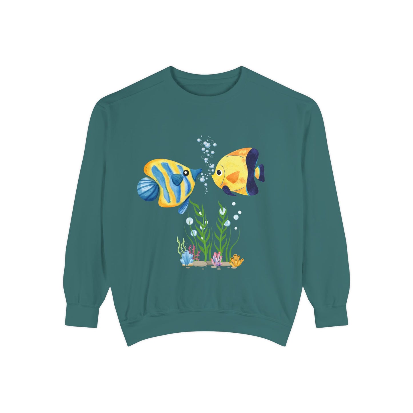 Two fish greet in underwater Unisex Garment-Dyed Sweatshirt