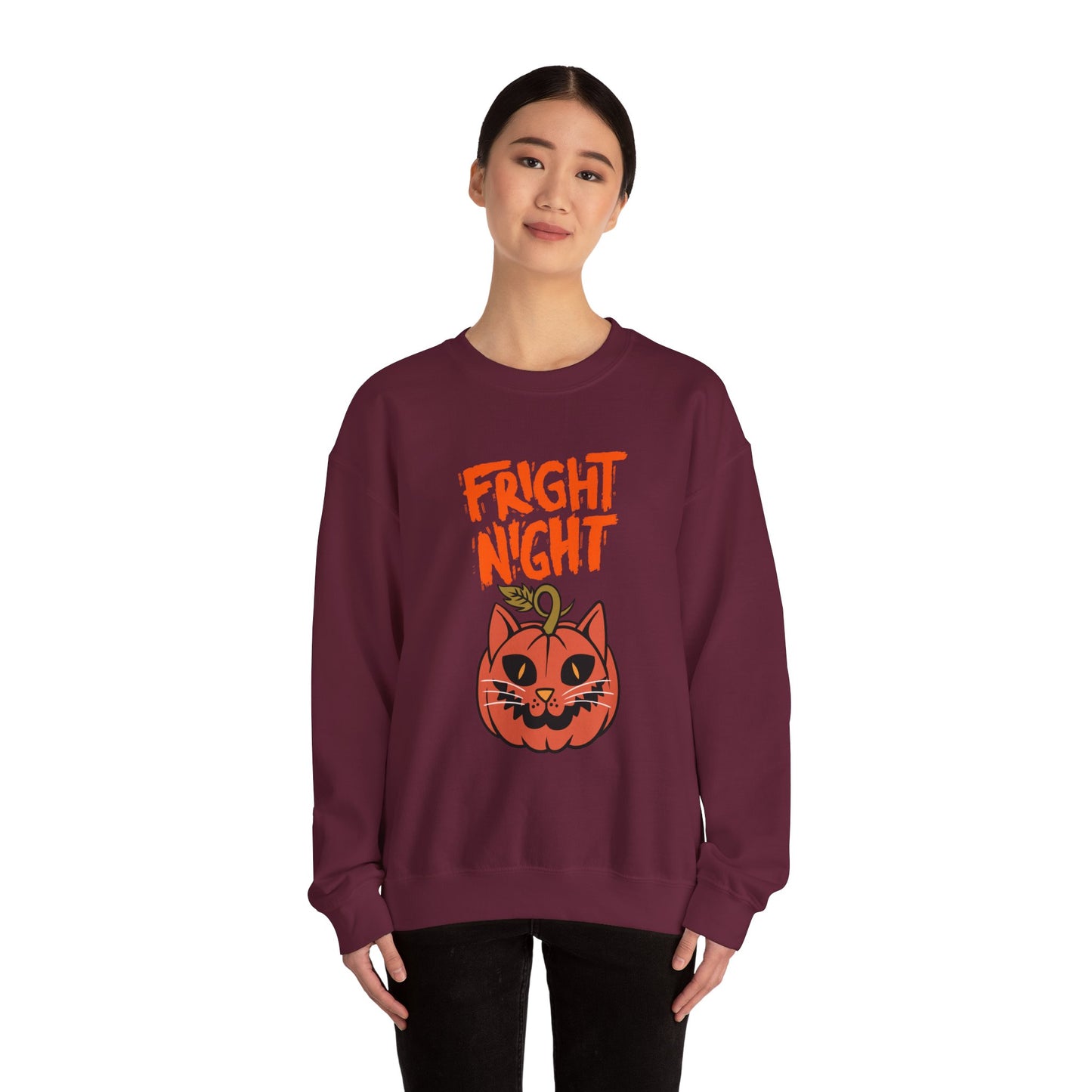Halloween Cat Sweatshirt, Cozy Fall Apparel, Unisex Crewneck, Fright Night Design, Halloween Gift, Autumn Fashion