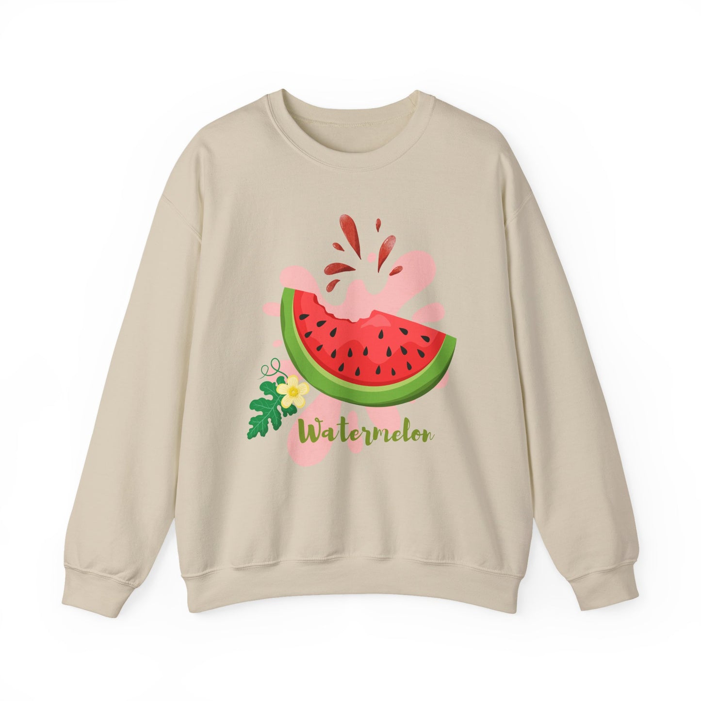 Watermelon Splash Unisex Crewneck Sweatshirt, Summer Vibes Sweatshirt, Cute Fruit Apparel, Gift for Friends, Cute Trendy Sweatshirt