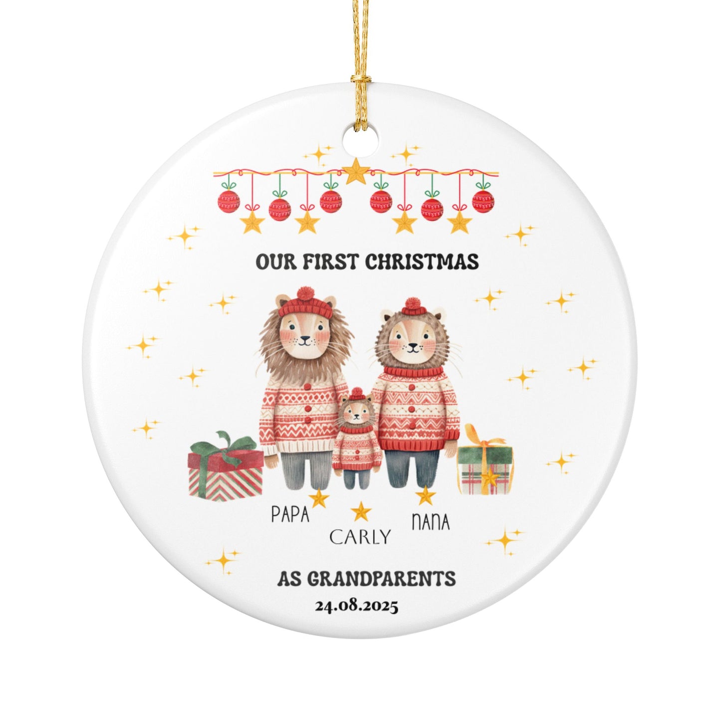 Personalized Family Christmas Ornament, Custom Keepsake Gift, Holiday Decoration, Grandparents Gift, First Christmas as Grandparents