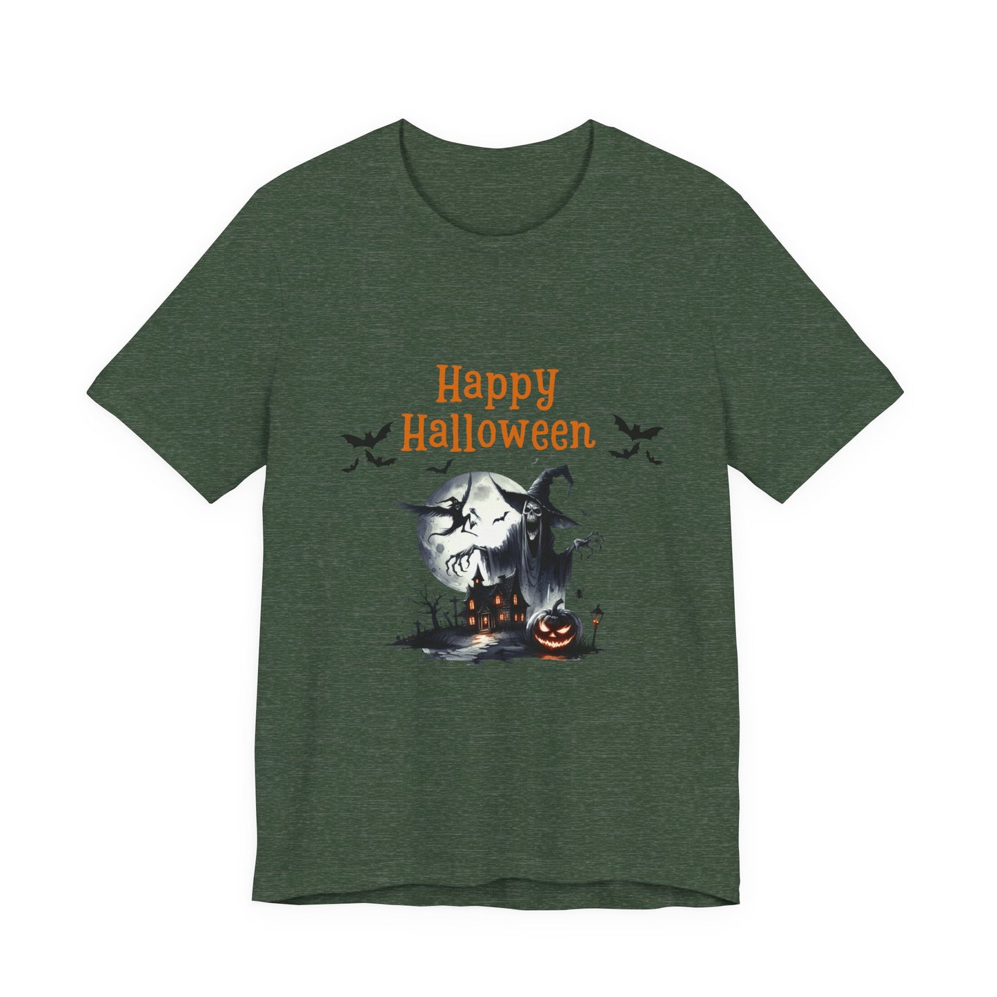 Happy Halloween Unisex Tee, Spooky T-Shirt, Halloween Gift, Fall Wardrobe Essential, Ghosts and Ghouls Vibe