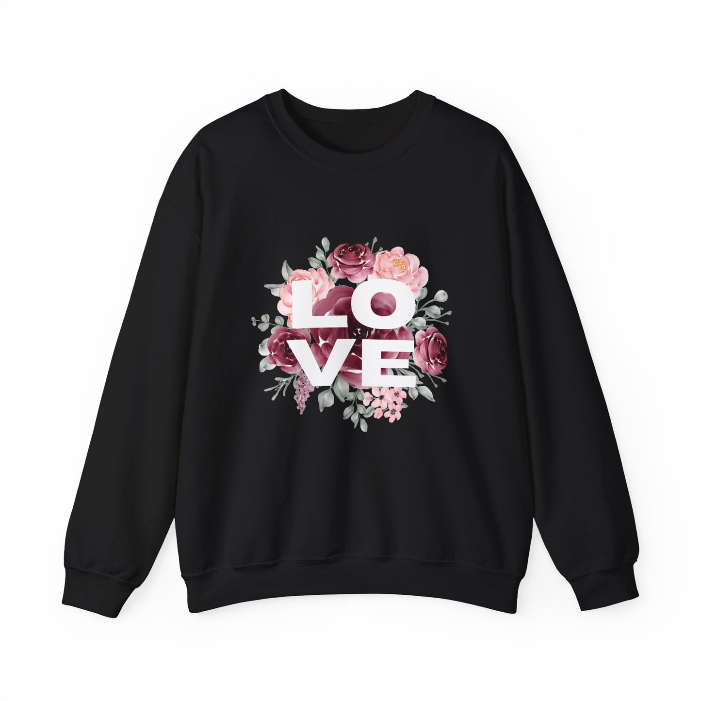 Floral Love Crewneck Sweatshirt | Cozy Unisex Sweatshirt for Valentine's Day, Romantic Gift, Casual Wear, Stylish Layering