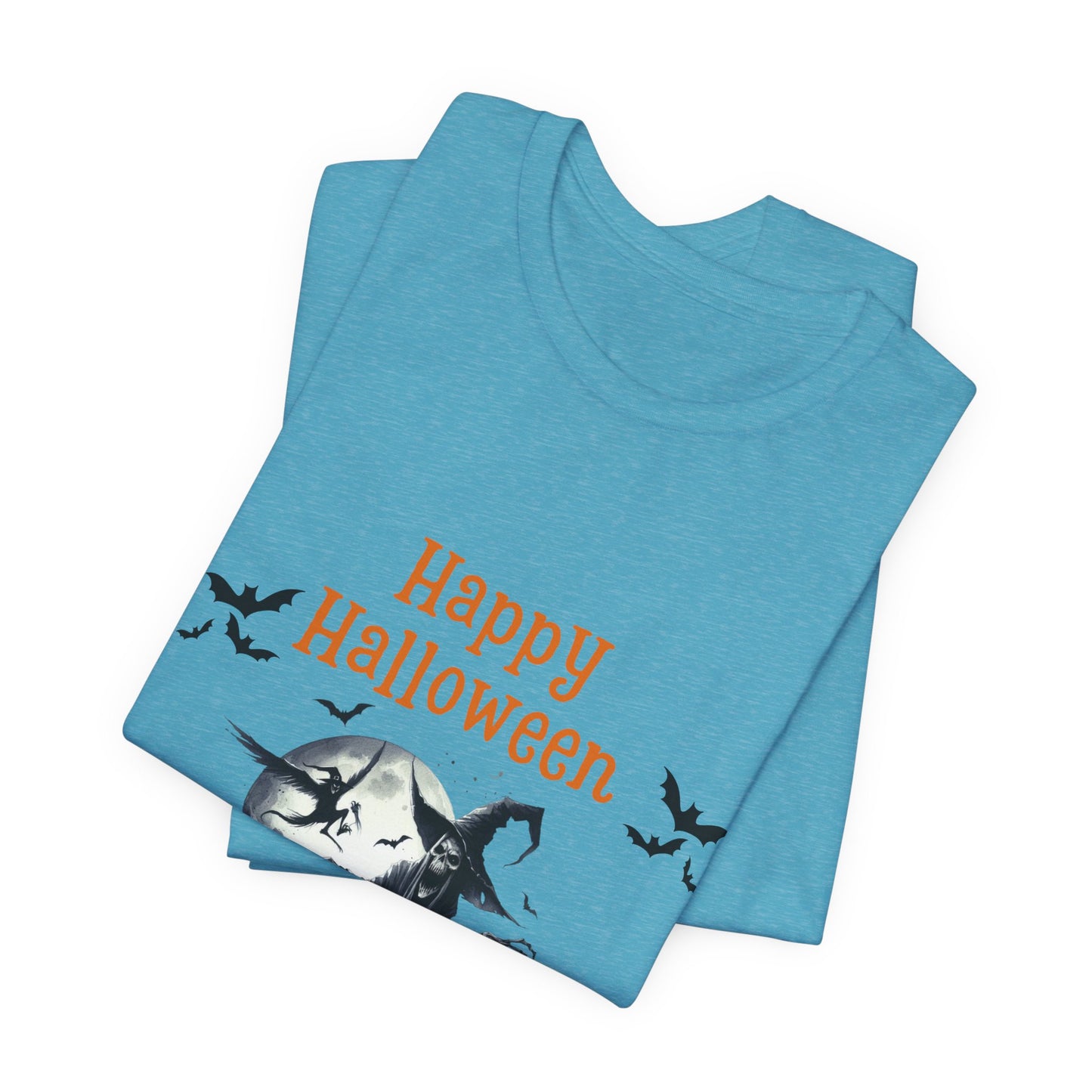 Happy Halloween Unisex Tee, Spooky T-Shirt, Halloween Gift, Fall Wardrobe Essential, Ghosts and Ghouls Vibe