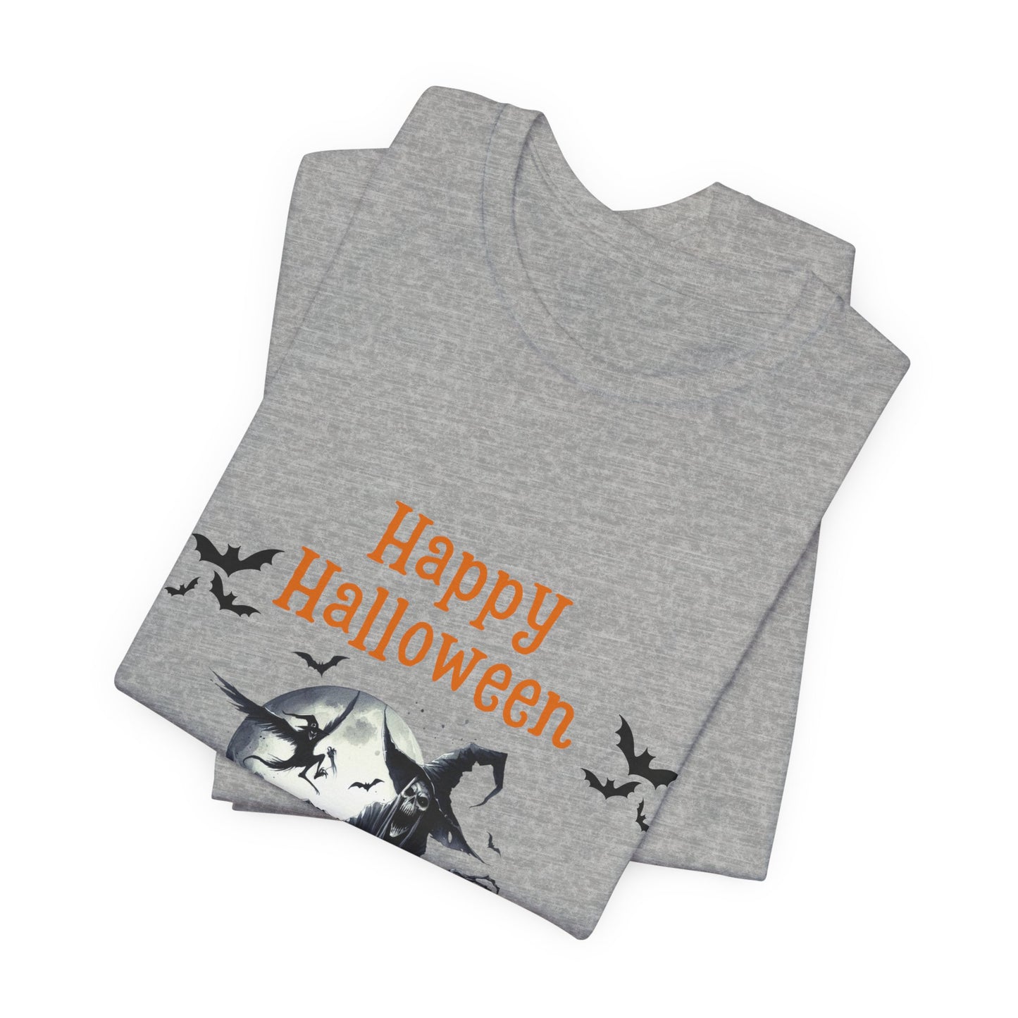 Happy Halloween Unisex Tee, Spooky T-Shirt, Halloween Gift, Fall Wardrobe Essential, Ghosts and Ghouls Vibe
