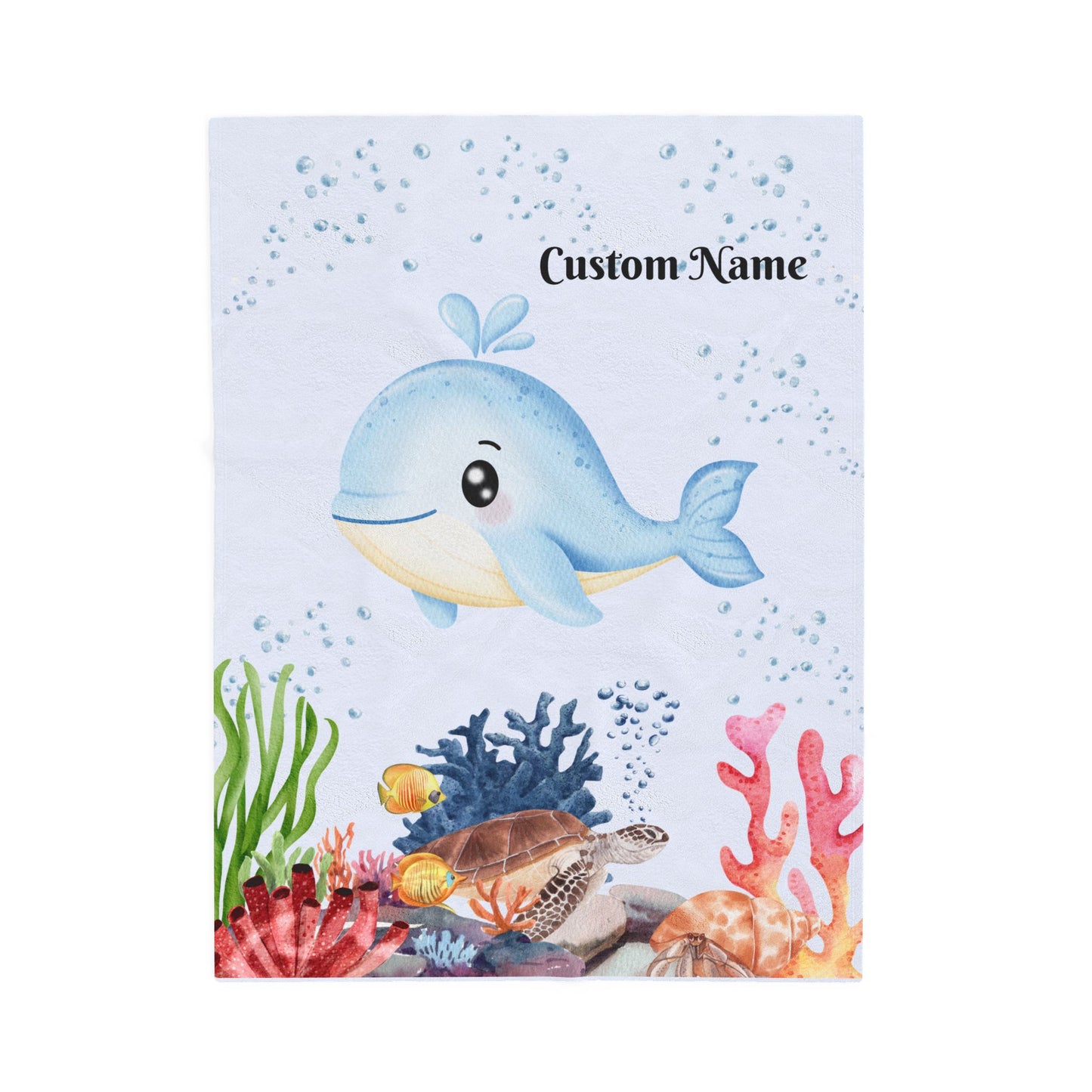Custom Whale Velveteen Plush Blanket, Kids Throw Blanket, Nautical Nursery Décor, Personalized Gift, Cozy Home Accessories, Baby Shower Gift