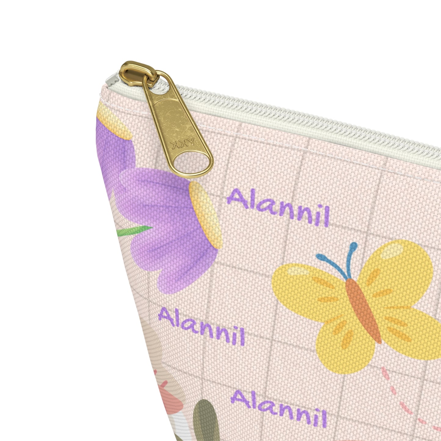 Floral Butterfly Accessory Pouch — Personalized T-Bottom Makeup Bag