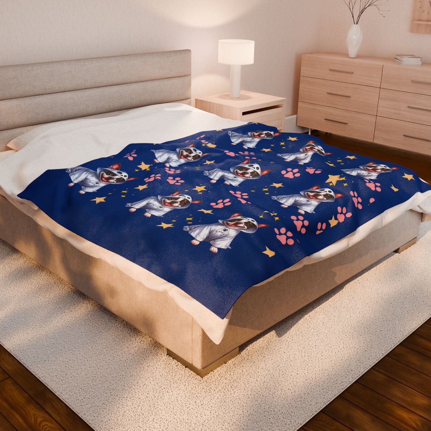 Cozy Dog-Themed Velveteen Plush Blanket - Perfect for Pet Lovers, Gifts, Home Decor, Snuggling, Dog Sleepovers